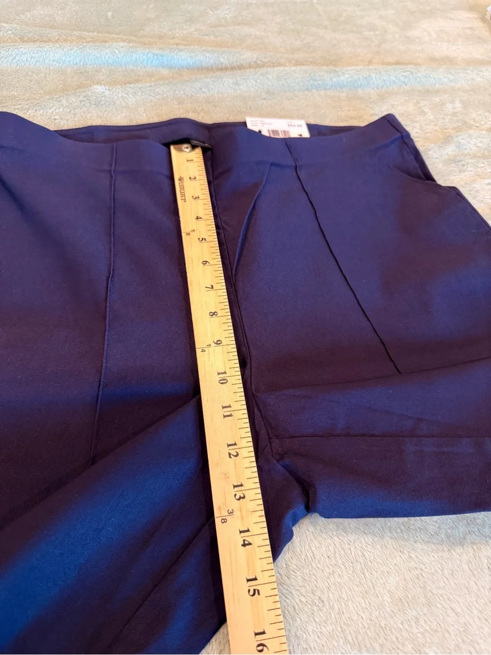NWT Rafaella Pintuck Crop Pants Women’s Size 14 Navy Pull-On Stretch Pockets